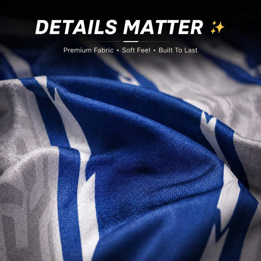 vintage soccer-style polo tee - Blue & White