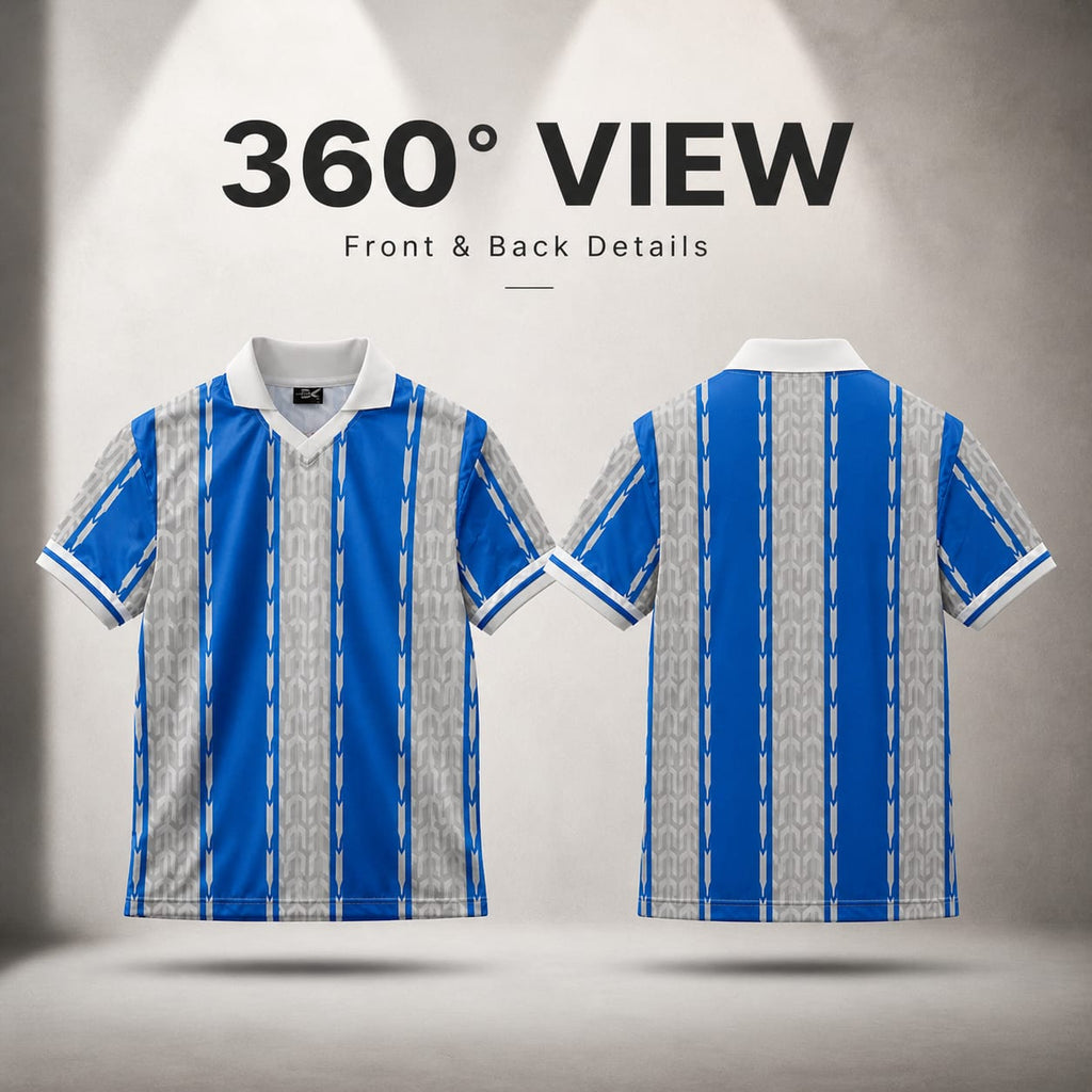 vintage soccer-style polo tee - Blue & White