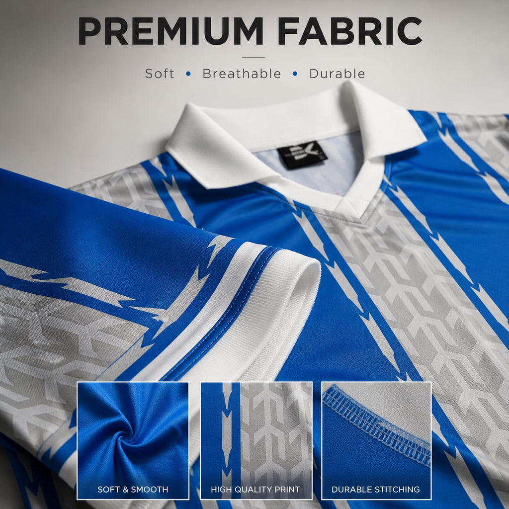 vintage soccer-style polo tee - Blue & White