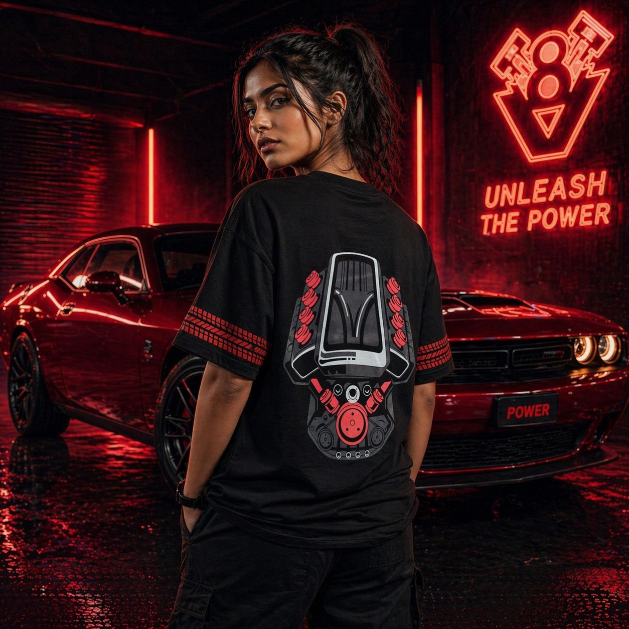 V8 Engine Oversized tee