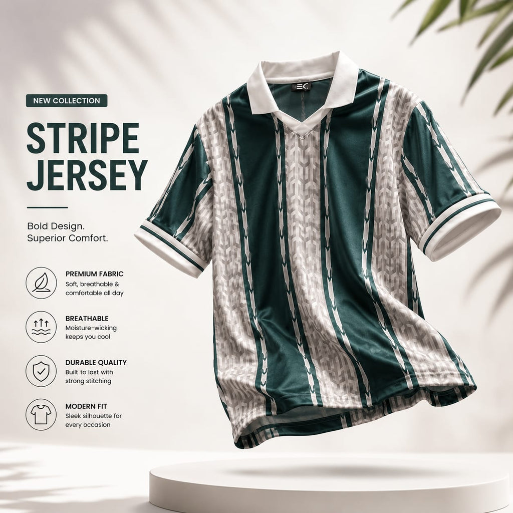vintage soccer-style polo tee - Green & White