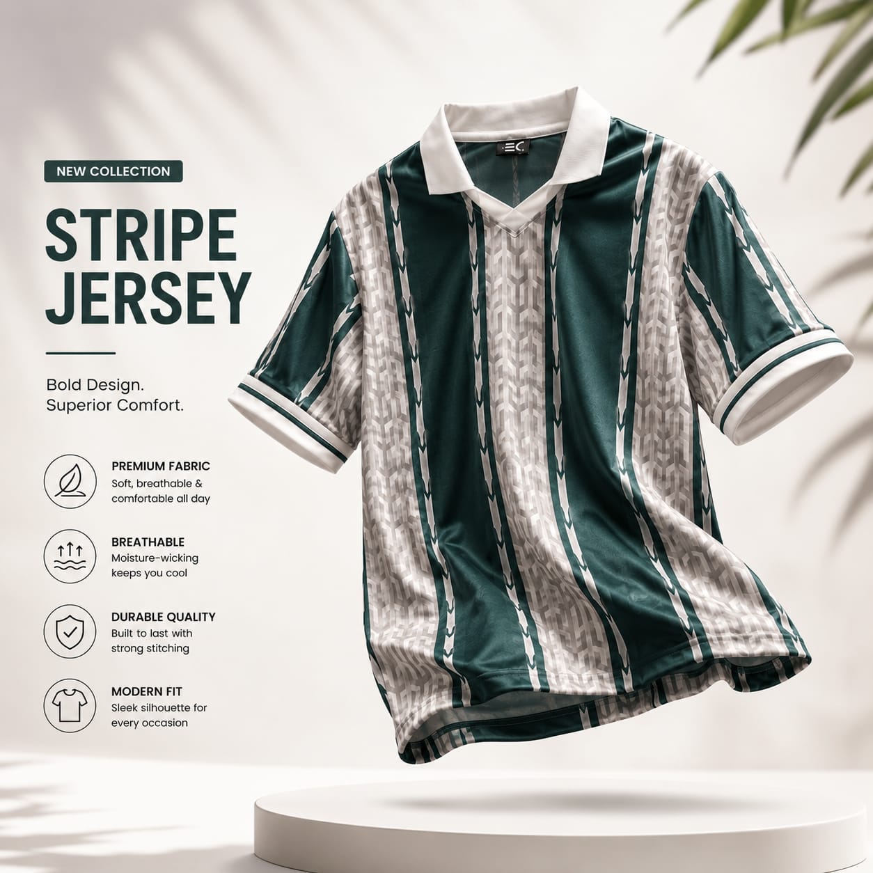 vintage soccer-style polo tee - Green & White